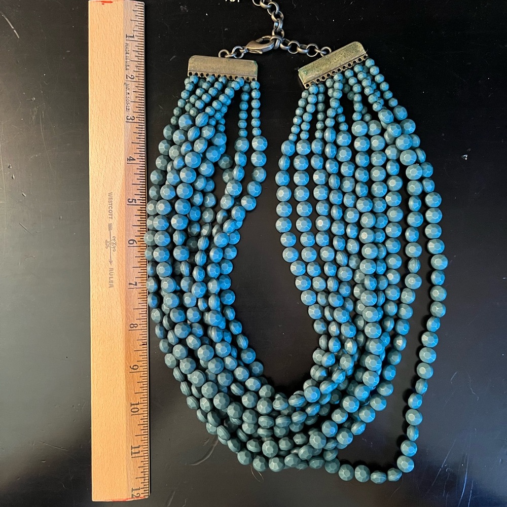 Elegant Teal Blue Beaded Necklace